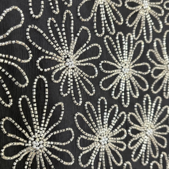 SCALA Embroidered Silk Formal Evening Jacket Silver Floral Beading - Picture 9 of 16